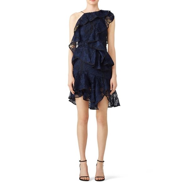 Acler Dresses & Skirts - Acler Navy Bentley Ruffle Lace Dress Sz 6